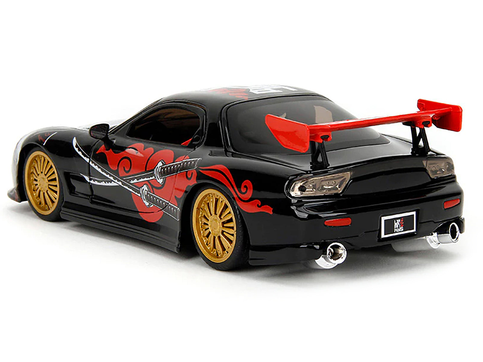 1993 Mazda RX-7 Black with Graphics "Lab Monkeys" with Saru Diecast Figure "Hollywood Rides" Series 1/24 Diecast Model Car by Jada - image 4