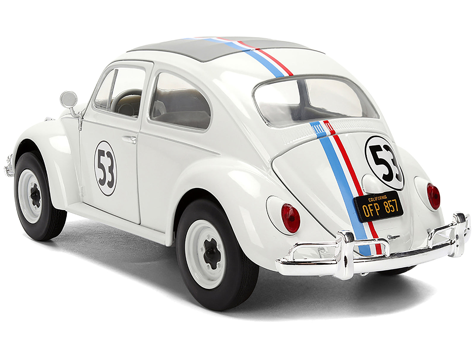 Volkswagen Beetle #53 "Herbie" White with Stripes "The Love Bug" (1968) Movie with Extra Wheels 1/24 Diecast Model Car by Jada - image 5