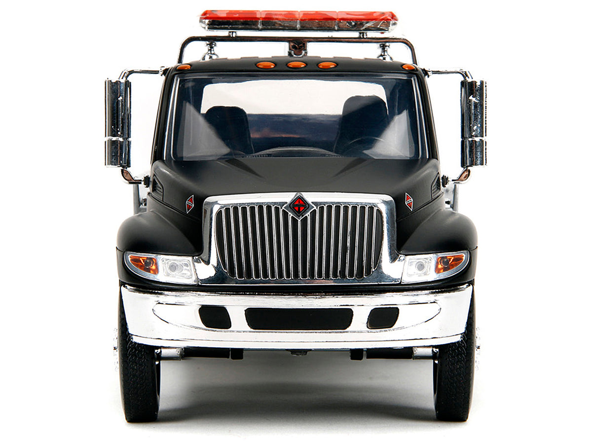 International DuraStar 4400 Flatbed Tow Truck Matt Black 1/24 Diecast Model Car by Jada - image 5
