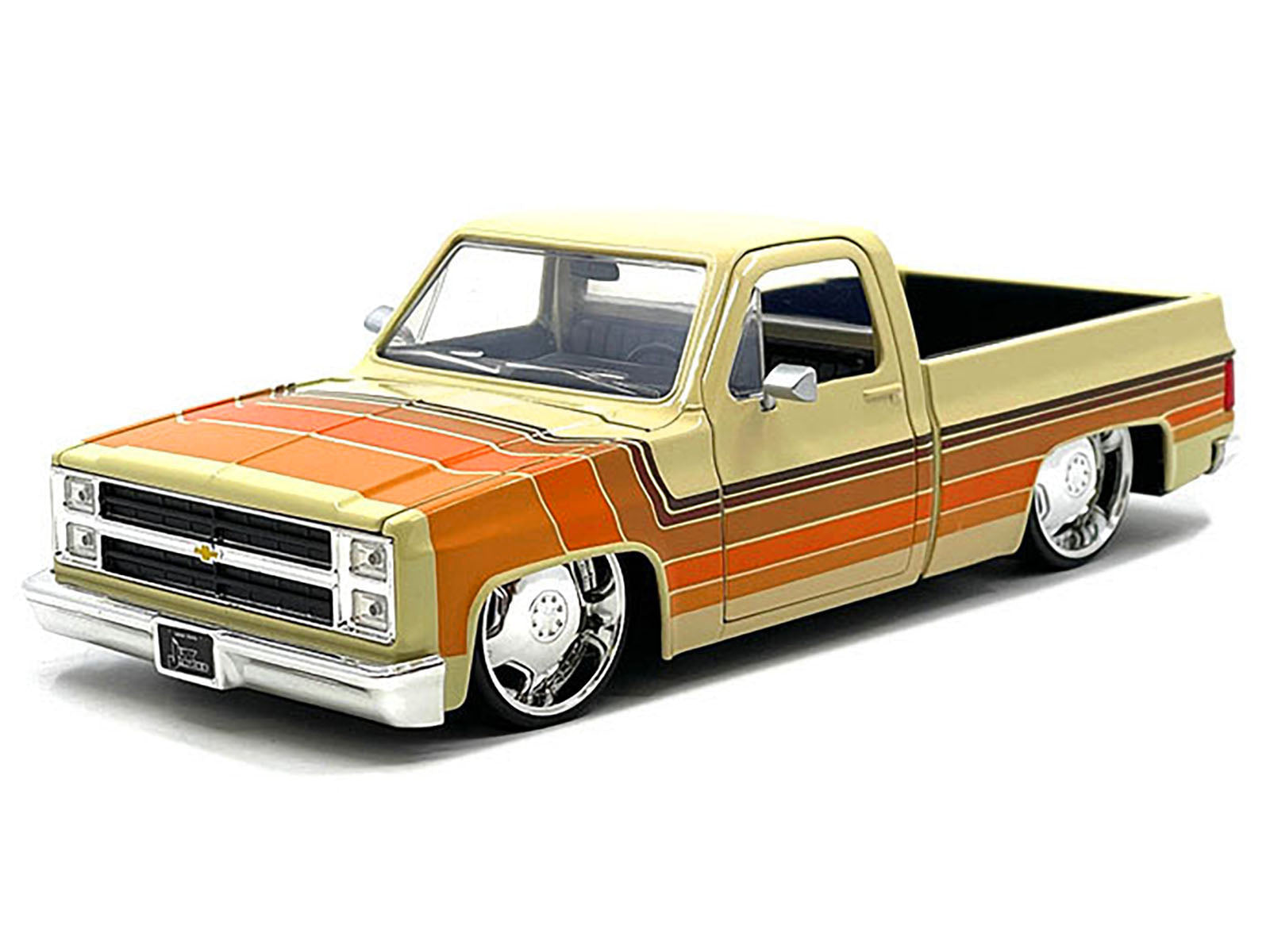 1985 Chevrolet C-10 Pickup Truck Beige with Stripes and Lowenhart Wheels "Just Trucks" Series 1/24 Diecast Model Car by Jada - image 2