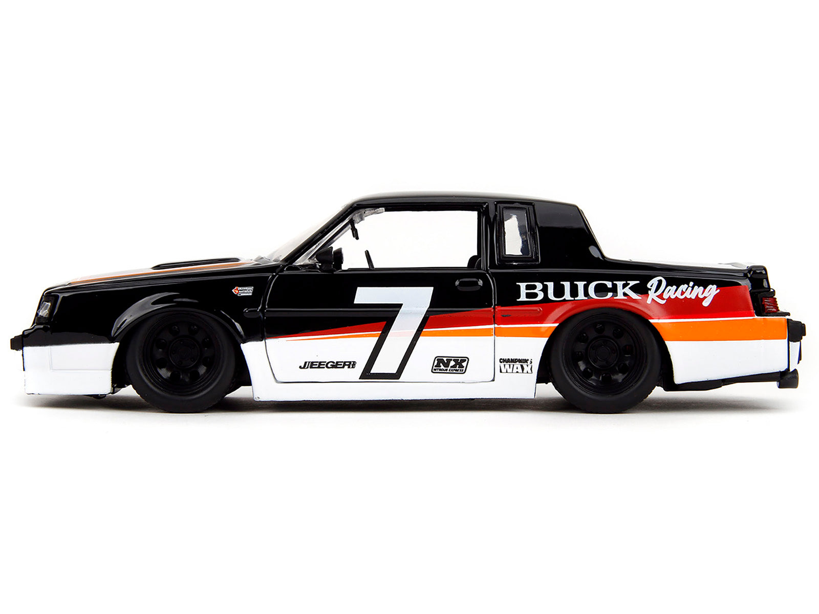 1987 Buick Grand National #7 "Buick Racing" Black and White with Stripes "Bigtime Muscle" Series 1/24 Diecast Model Car by Jada - image 5