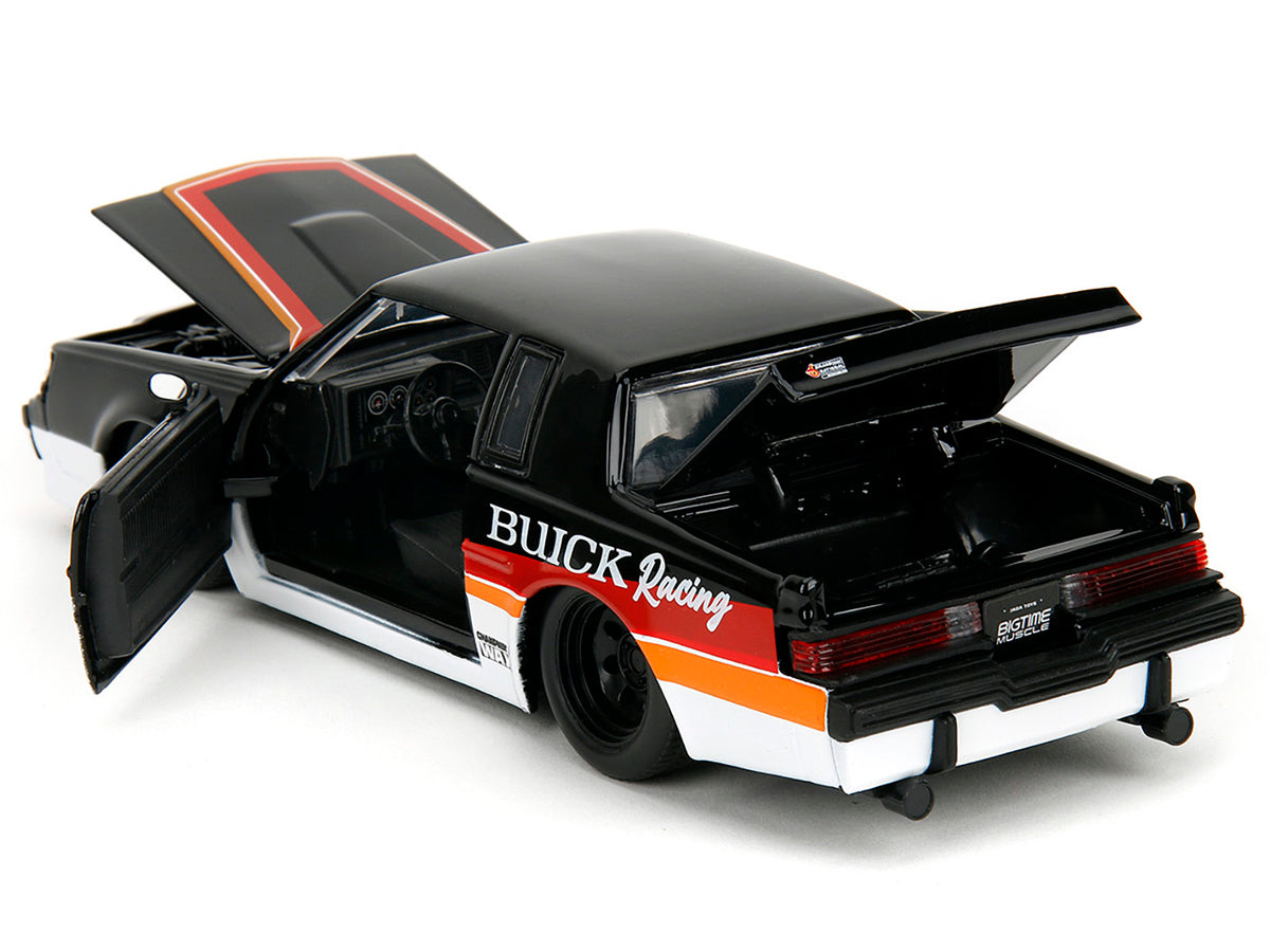 1987 Buick Grand National #7 "Buick Racing" Black and White with Stripes "Bigtime Muscle" Series 1/24 Diecast Model Car by Jada - image 2