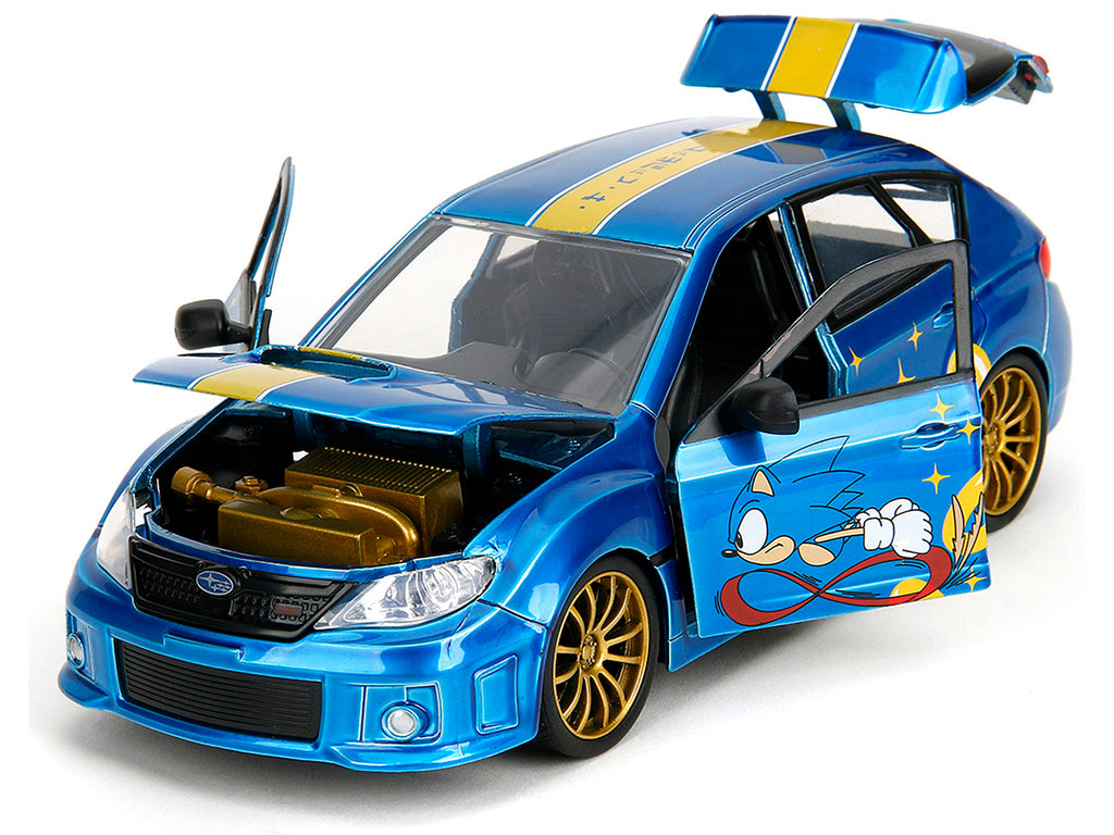 2012 Subaru Impreza WRX STI Blue Metallic with Graphics and Sonic The Hedgehog Diecast Figure "Sonic The Hedgehog" "Hollywood Rides" Series 1/24 Diecast Model Car by Jada - image 2