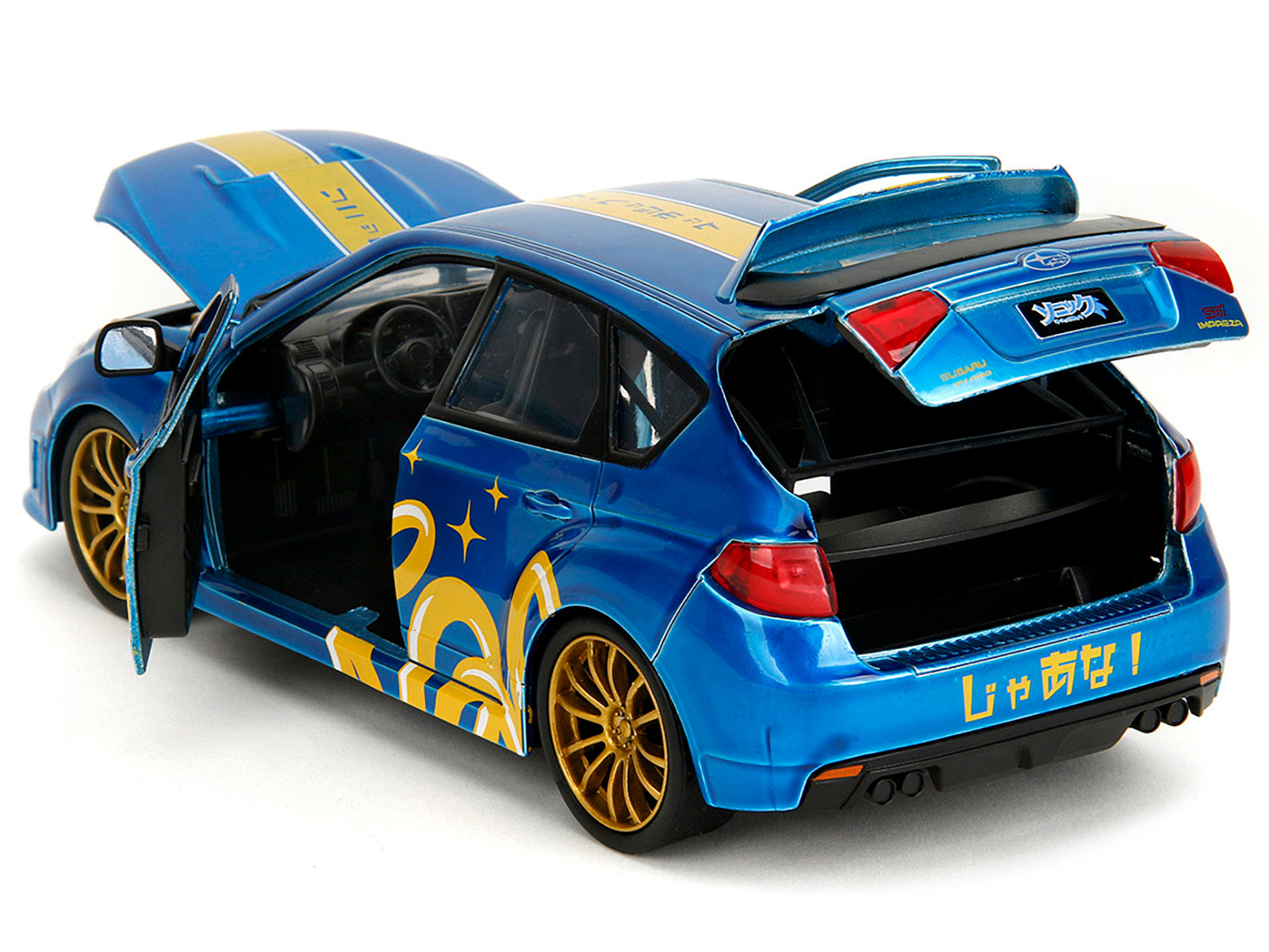 2012 Subaru Impreza WRX STI Blue Metallic with Graphics and Sonic The Hedgehog Diecast Figure "Sonic The Hedgehog" "Hollywood Rides" Series 1/24 Diecast Model Car by Jada - image 5