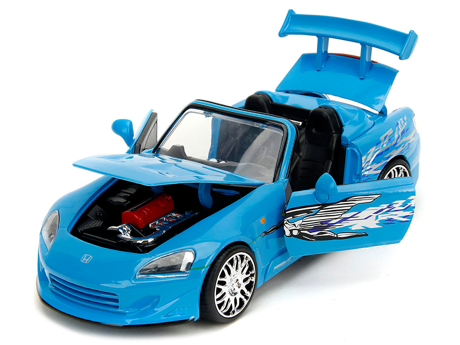 2001 Honda S2000 Convertible Blue with Graphics "Fast & Furious Remix" Series 1/24 Diecast Model Car by Jada - image 2