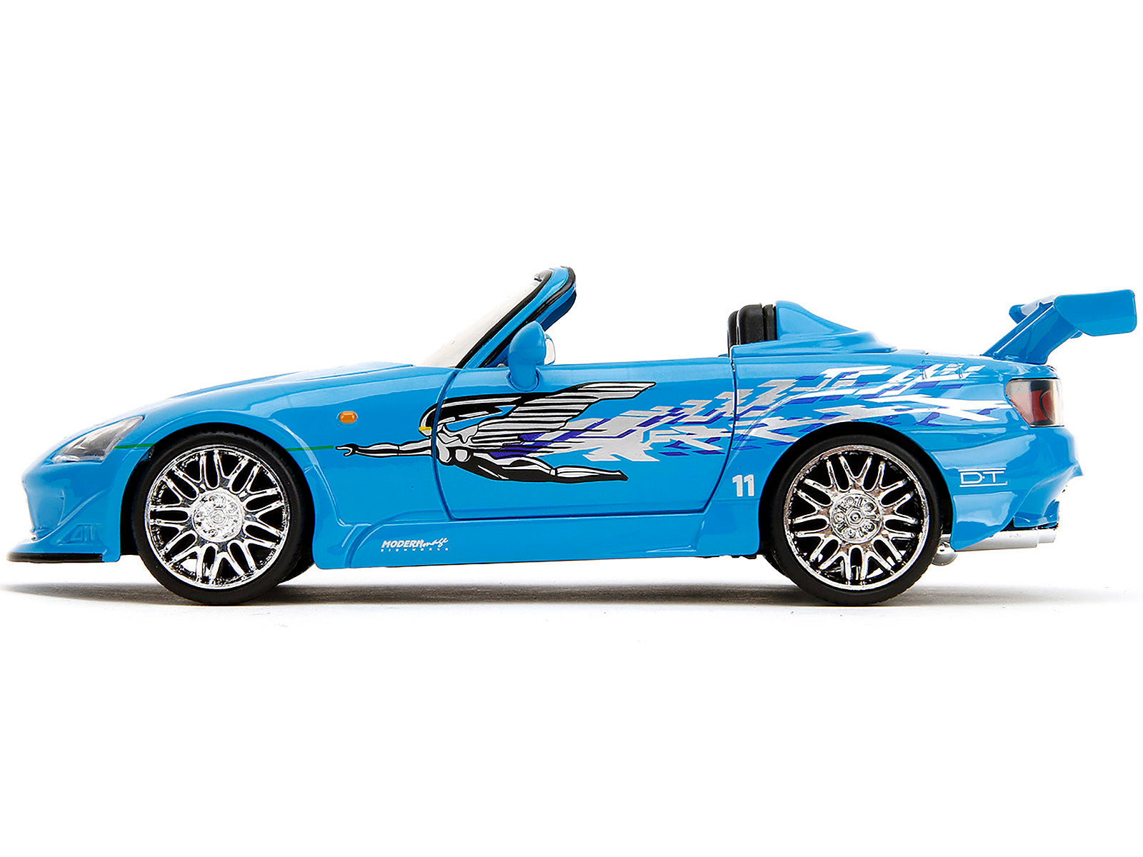 2001 Honda S2000 Convertible Blue with Graphics "Fast & Furious Remix" Series 1/24 Diecast Model Car by Jada - image 3