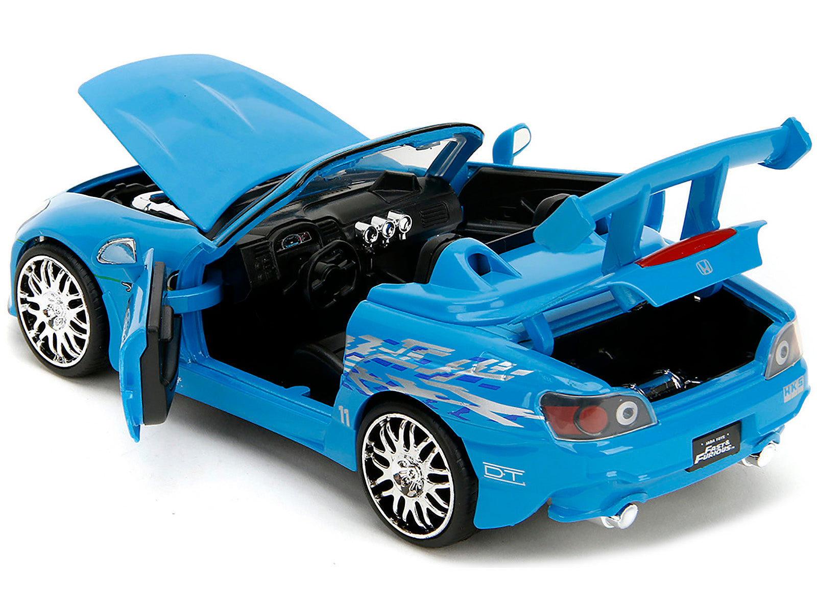 2001 Honda S2000 Convertible Blue with Graphics "Fast & Furious Remix" Series 1/24 Diecast Model Car by Jada - image 4