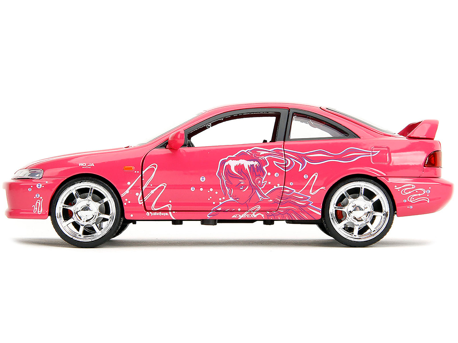 1995 Honda Integra Type R Pink with Graphics "Fast & Furious Remix" Series 1/24 Diecast Model Car by Jada - image 3