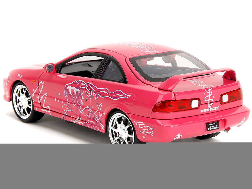 1995 Honda Integra Type R Pink with Graphics "Fast & Furious Remix" Series 1/24 Diecast Model Car by Jada - image 5