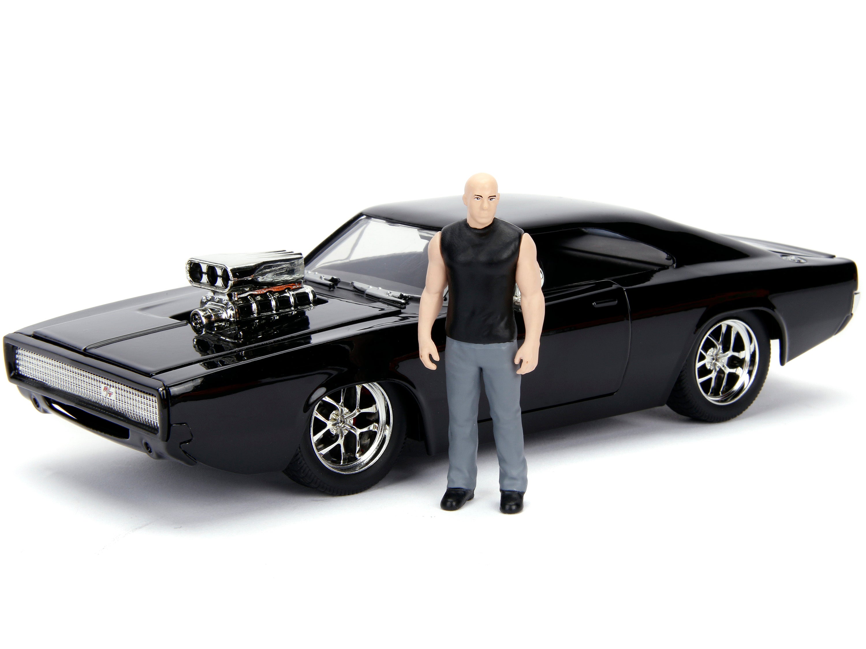 Model Kit Dodge Charger R/T Black and Dom Diecast Figure "Fast & Furious" Movie "Build N' Collect" Series 1/24 Diecast Model Car by Jada - image 3
