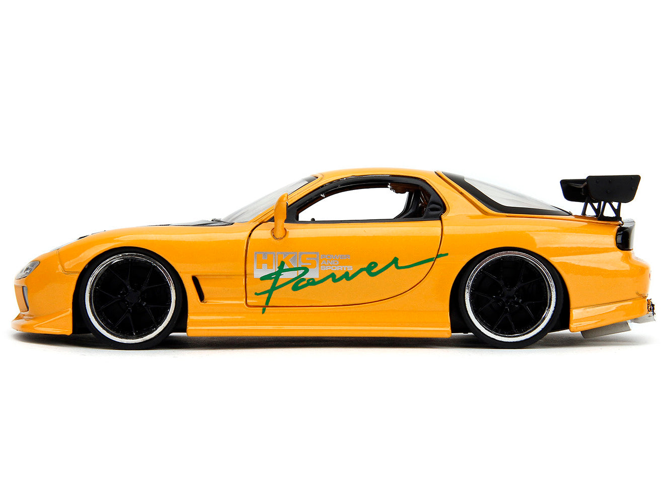 1993 Mazda RX-7 "HKS Power" Yellow with Carbon Hood "JDM Tuners" Series 1/24 Diecast Model Car by Jada - image 2