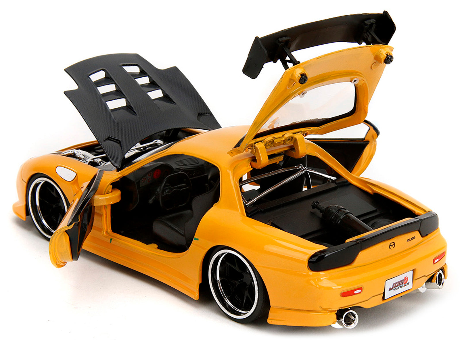 1993 Mazda RX-7 "HKS Power" Yellow with Carbon Hood "JDM Tuners" Series 1/24 Diecast Model Car by Jada - image 4