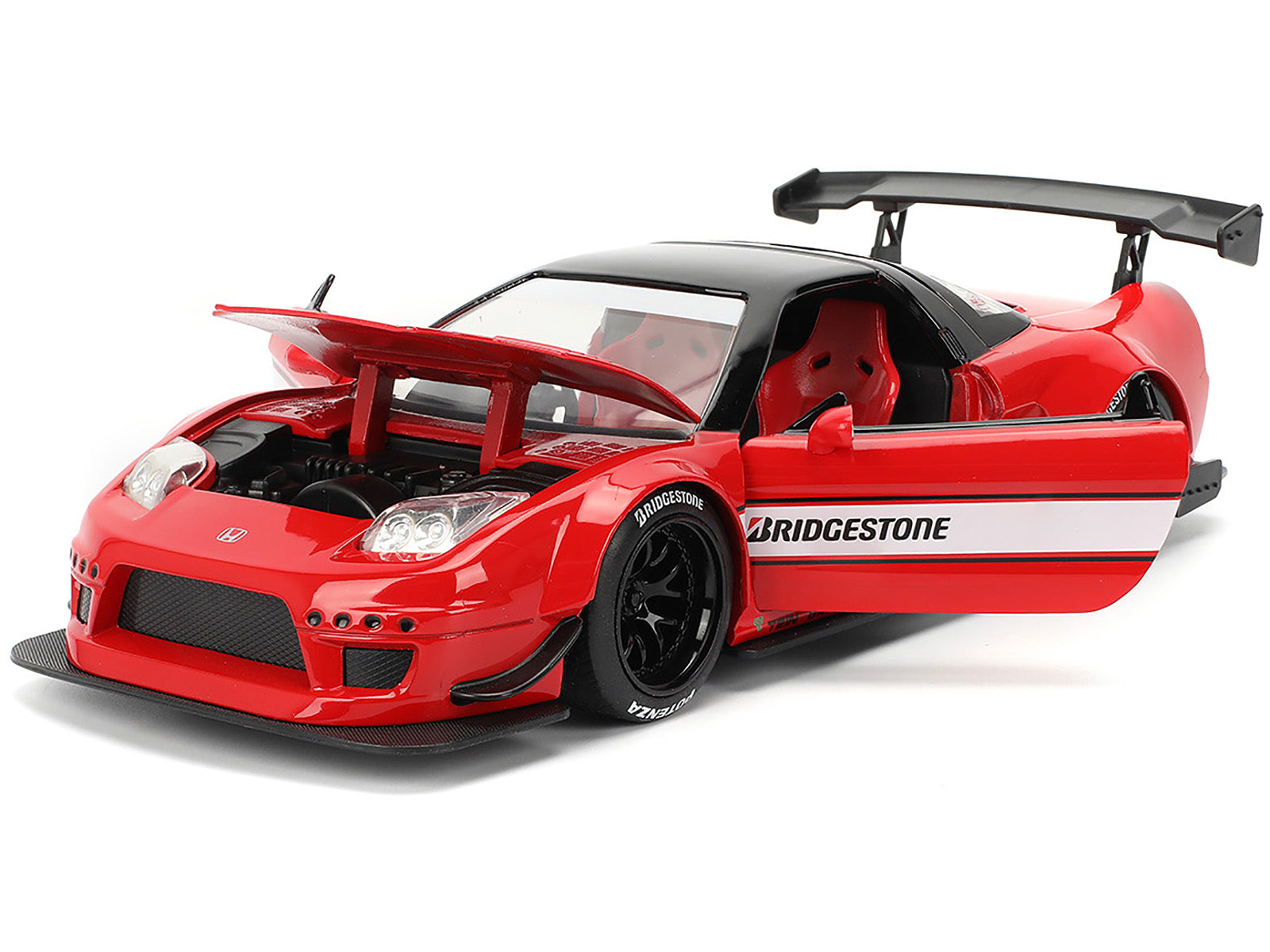 2002 Honda NSX-R RHD (Right Hand Drive) "Bridgestone" Red with Black Top and White Stripes "JDM Tuners" Series 1/24 Diecast Model Car by Jada - image 3