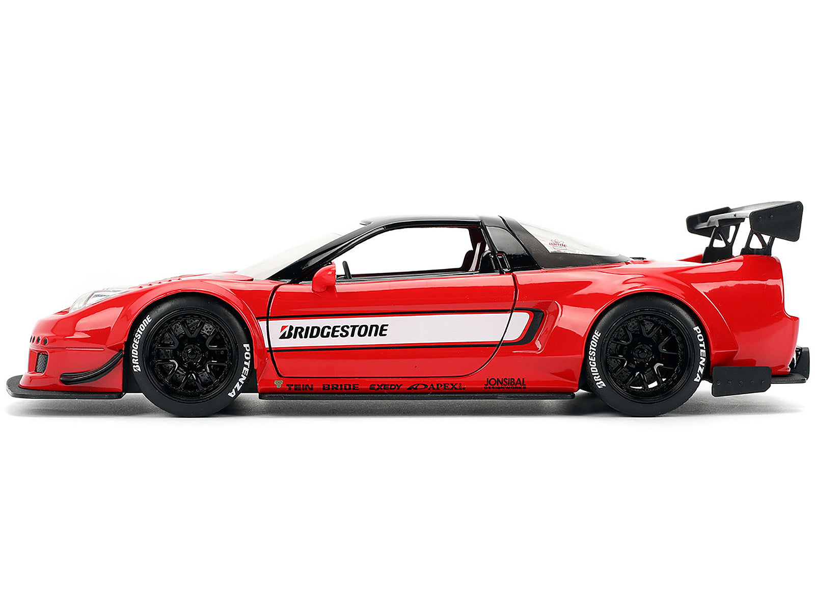 2002 Honda NSX-R RHD (Right Hand Drive) "Bridgestone" Red with Black Top and White Stripes "JDM Tuners" Series 1/24 Diecast Model Car by Jada - image 2
