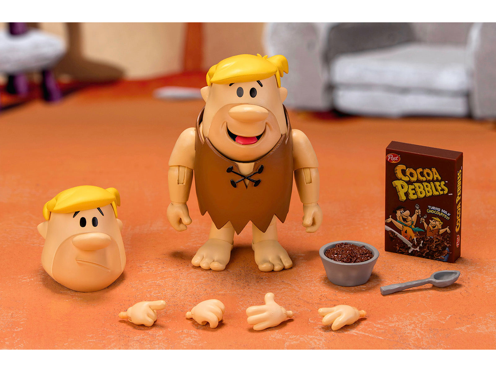 Barney Rubble 4.5" Moveable Figure with Accessories and Alternate Head and Hands "The Flintstones - Post Cocoa Pebbles" Model by Jada - image 2