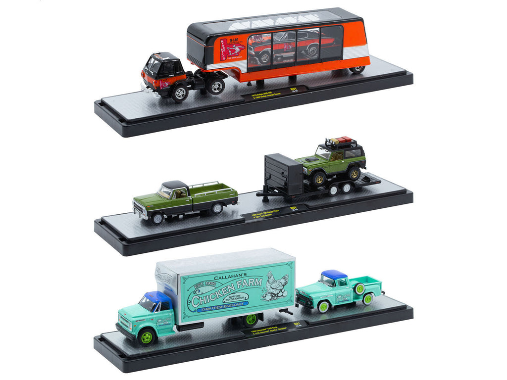Auto Haulers Set of 3 Trucks Release 91 Limited Edition to 8000 pieces Worldwide 1/64 Diecast Model Cars by M2 Machines - image 2