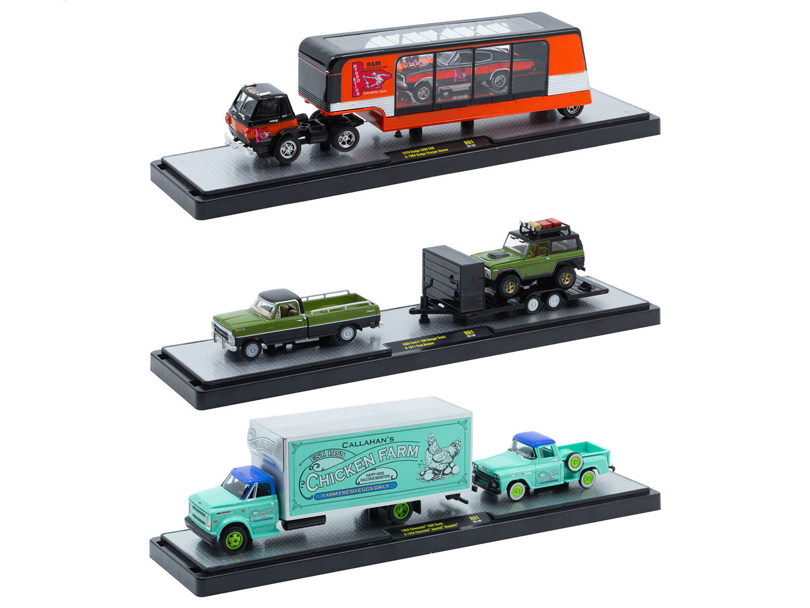 Auto Haulers Set of 3 Trucks Release 91 Limited Edition to 8000 pieces Worldwide 1/64 Diecast Model Cars by M2 Machines - image 2