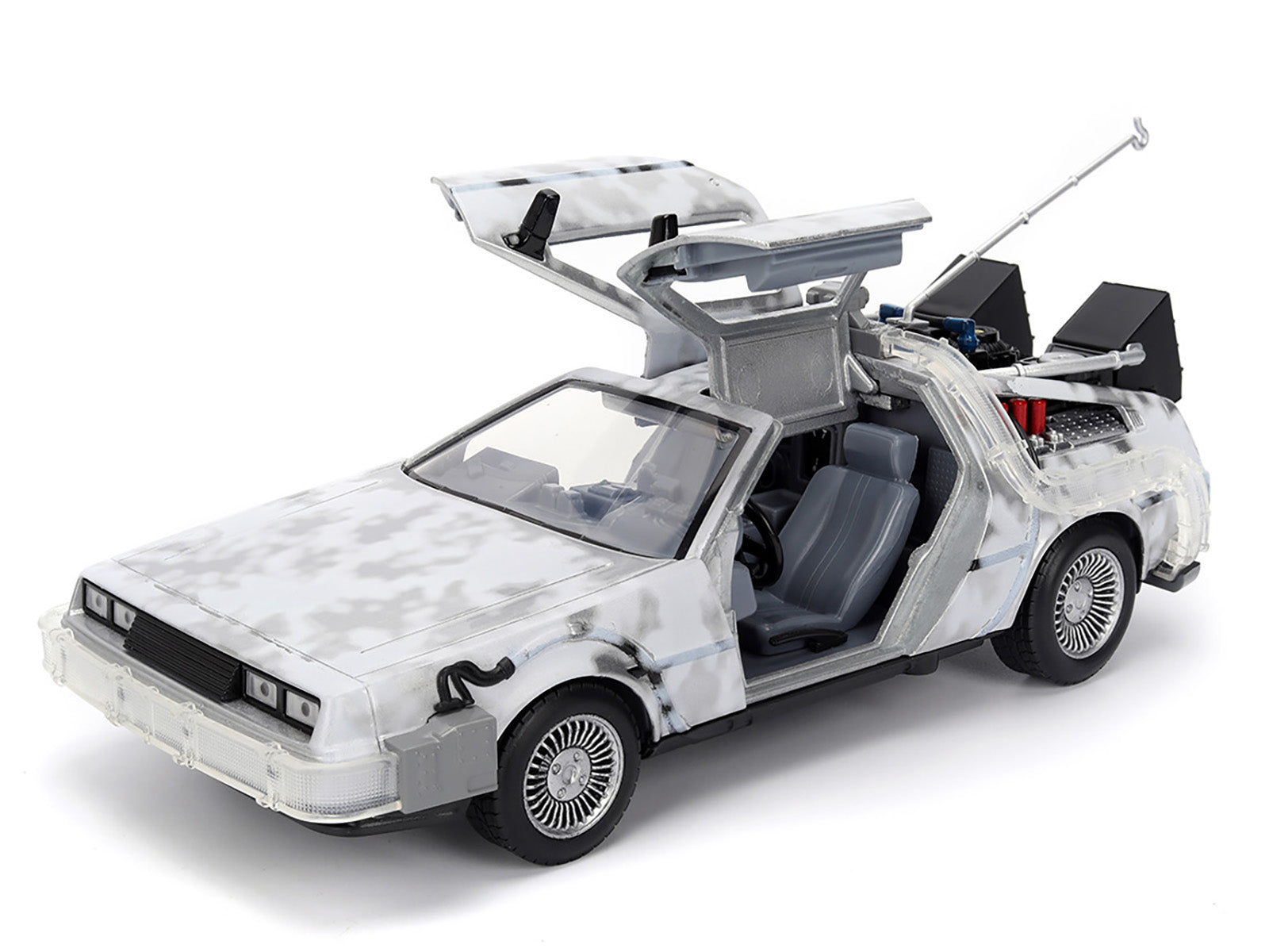 DMC DeLorean Time Machine Brushed Metal (Frost Version) with Lights "Back to the Future" (1985) Movie "Hollywood Rides" Series 1/24 Diecast Model Car by Jada - image 2