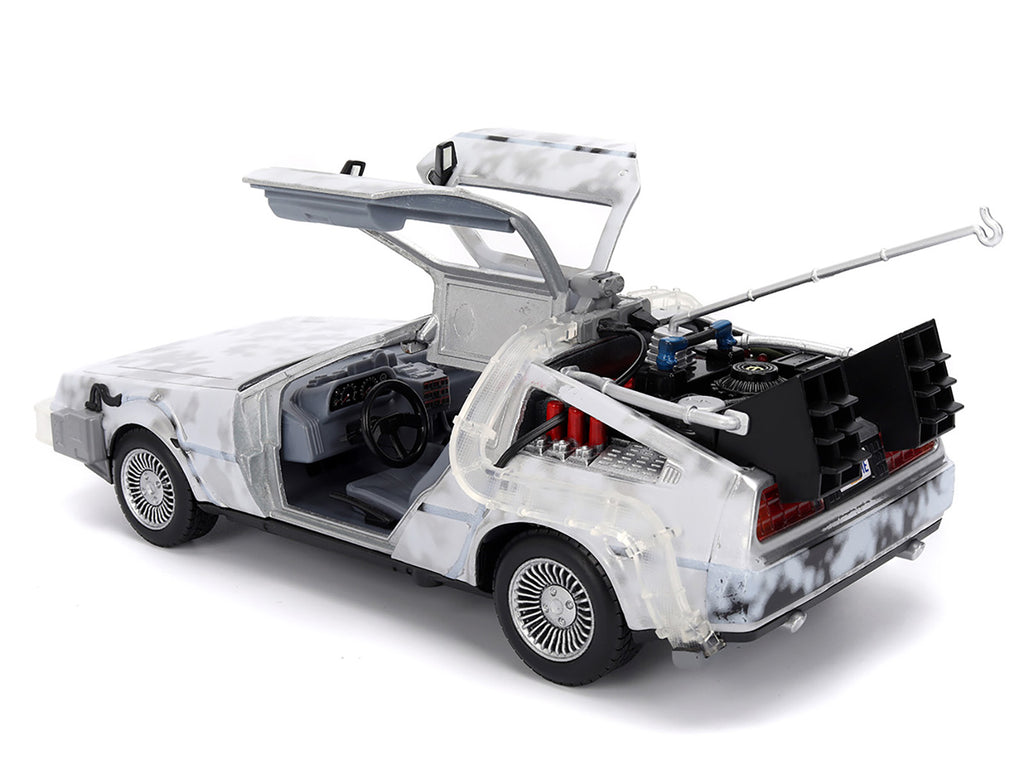 DMC DeLorean Time Machine Brushed Metal (Frost Version) with Lights "Back to the Future" (1985) Movie "Hollywood Rides" Series 1/24 Diecast Model Car by Jada - image 4