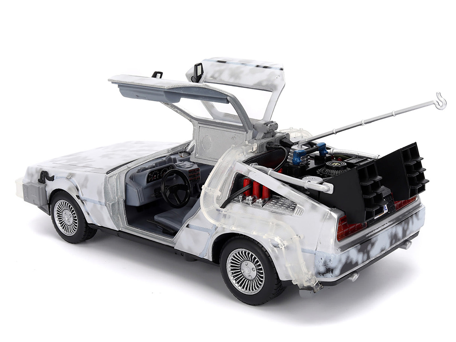 DMC DeLorean Time Machine Brushed Metal (Frost Version) with Lights "Back to the Future" (1985) Movie "Hollywood Rides" Series 1/24 Diecast Model Car by Jada - image 4