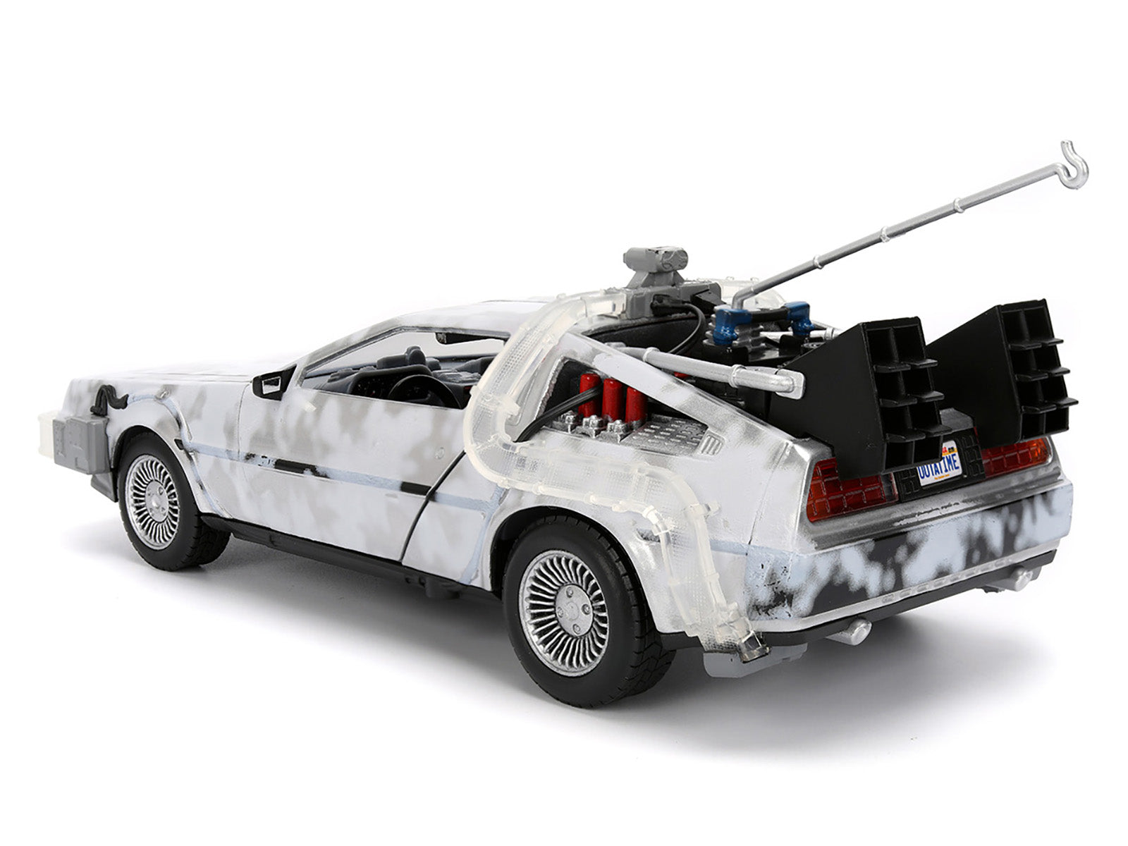 DMC DeLorean Time Machine Brushed Metal (Frost Version) with Lights "Back to the Future" (1985) Movie "Hollywood Rides" Series 1/24 Diecast Model Car by Jada - image 5
