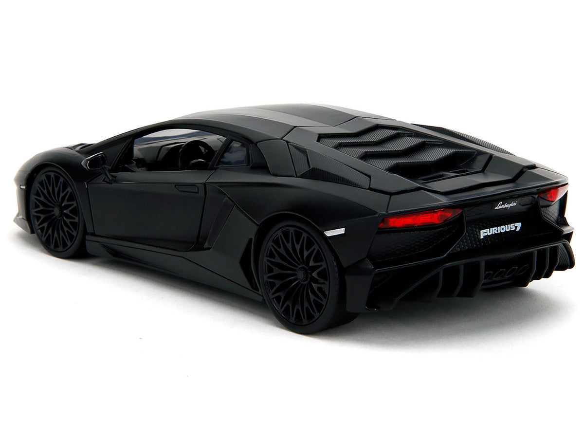 Shaw's Lamborghini Aventador Matt Black "Furious 7" (2015) Movie "Fast & Furious" Series 1/24 Diecast Car Model by Jada - image 5