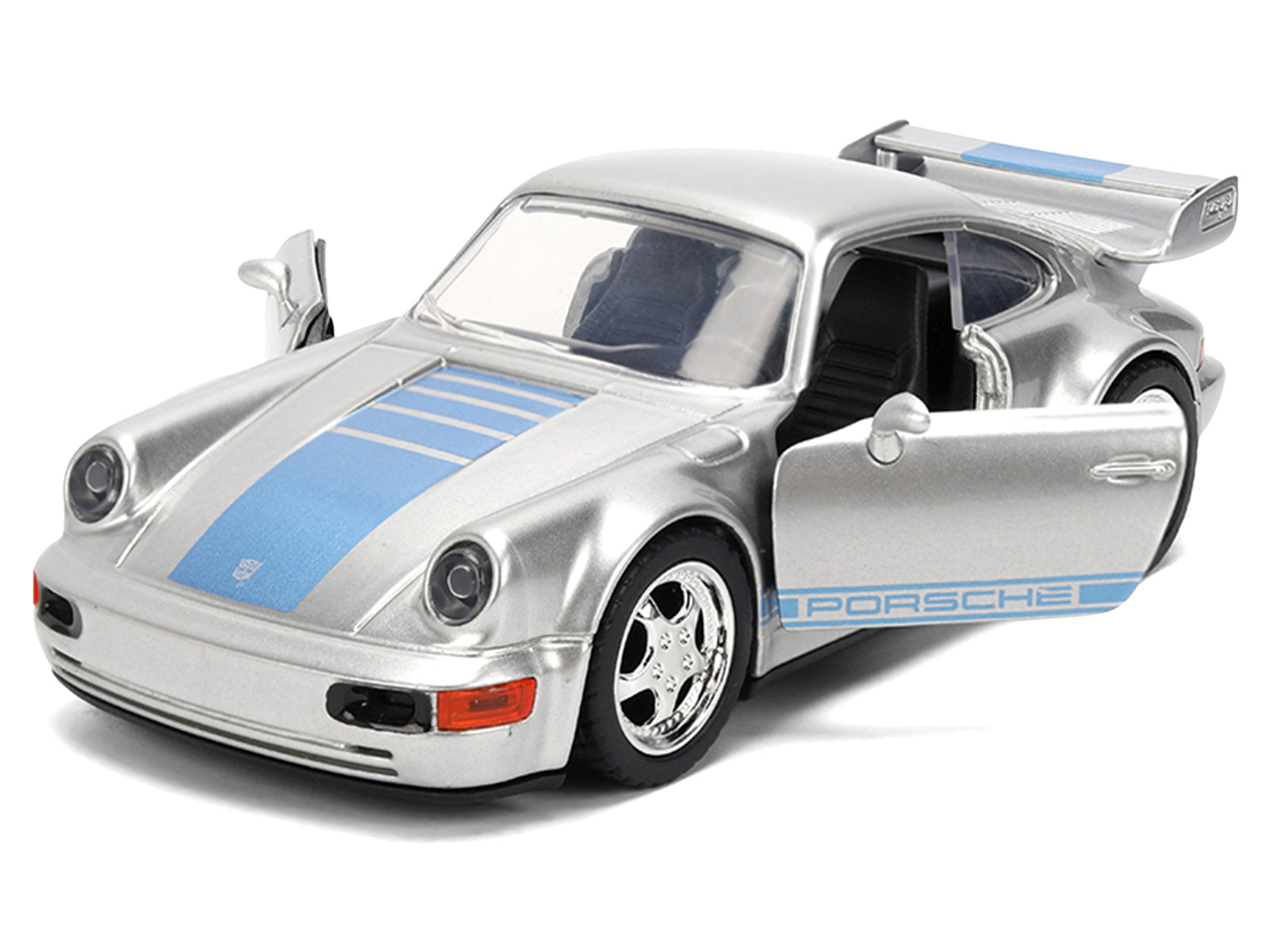 Porsche 911 Carrera RS 3.8 "Mirage" Silver Metallic with Blue Stripes "Transformers: Rise of the Beasts" (2023) Movie "Hollywood Rides" 1/32 Diecast Model Car by Jada - image 2