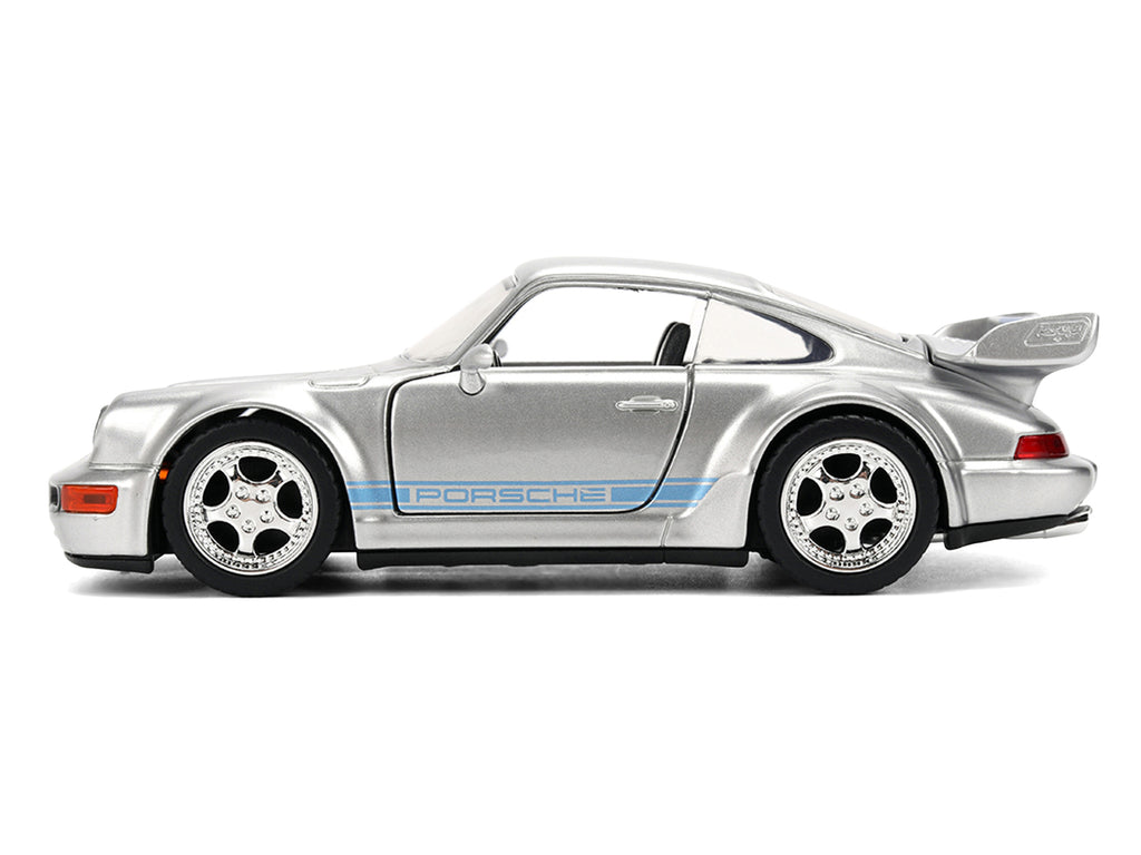 Porsche 911 Carrera RS 3.8 "Mirage" Silver Metallic with Blue Stripes "Transformers: Rise of the Beasts" (2023) Movie "Hollywood Rides" 1/32 Diecast Model Car by Jada - image 3