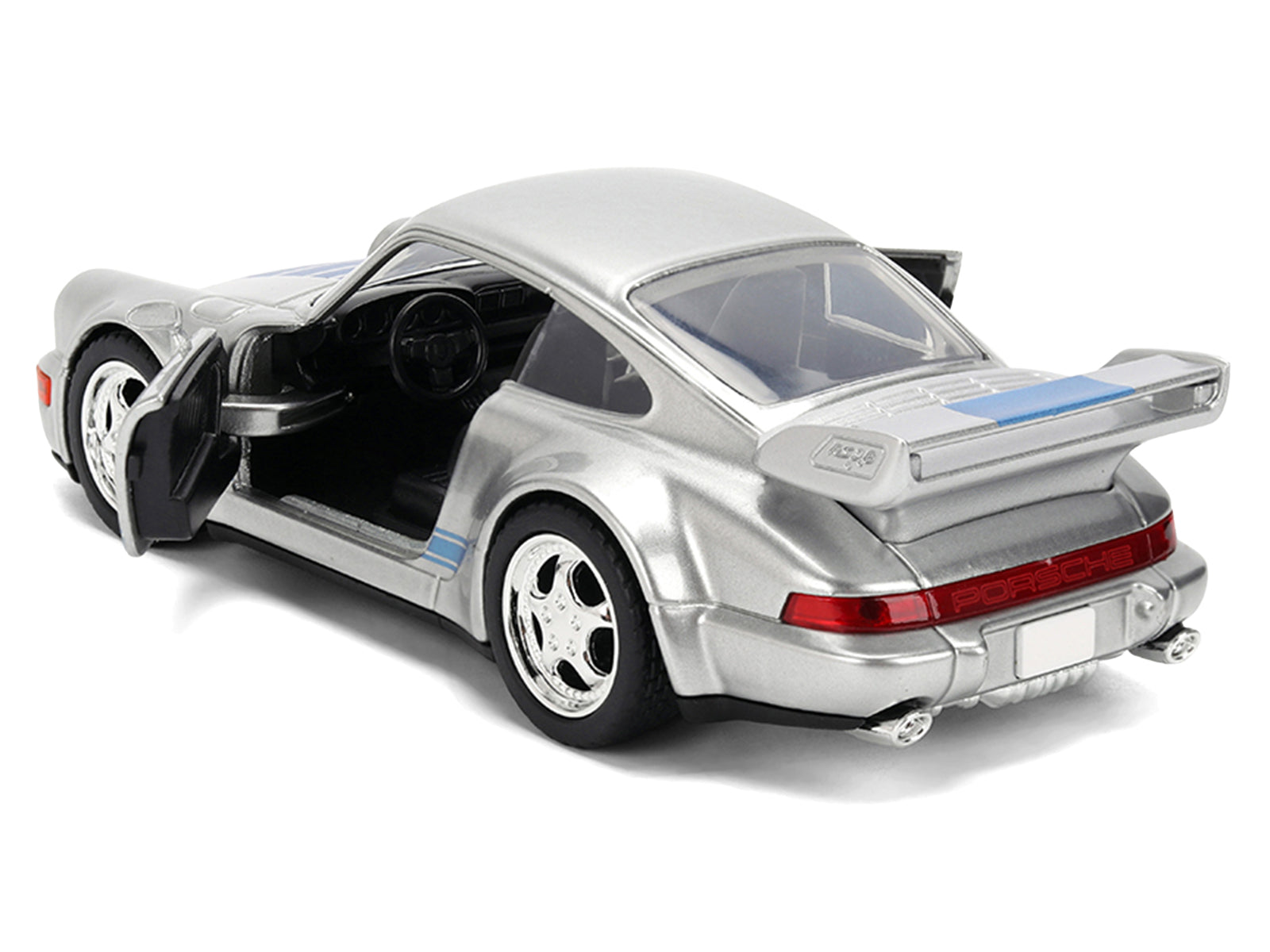 Porsche 911 Carrera RS 3.8 "Mirage" Silver Metallic with Blue Stripes "Transformers: Rise of the Beasts" (2023) Movie "Hollywood Rides" 1/32 Diecast Model Car by Jada - image 4