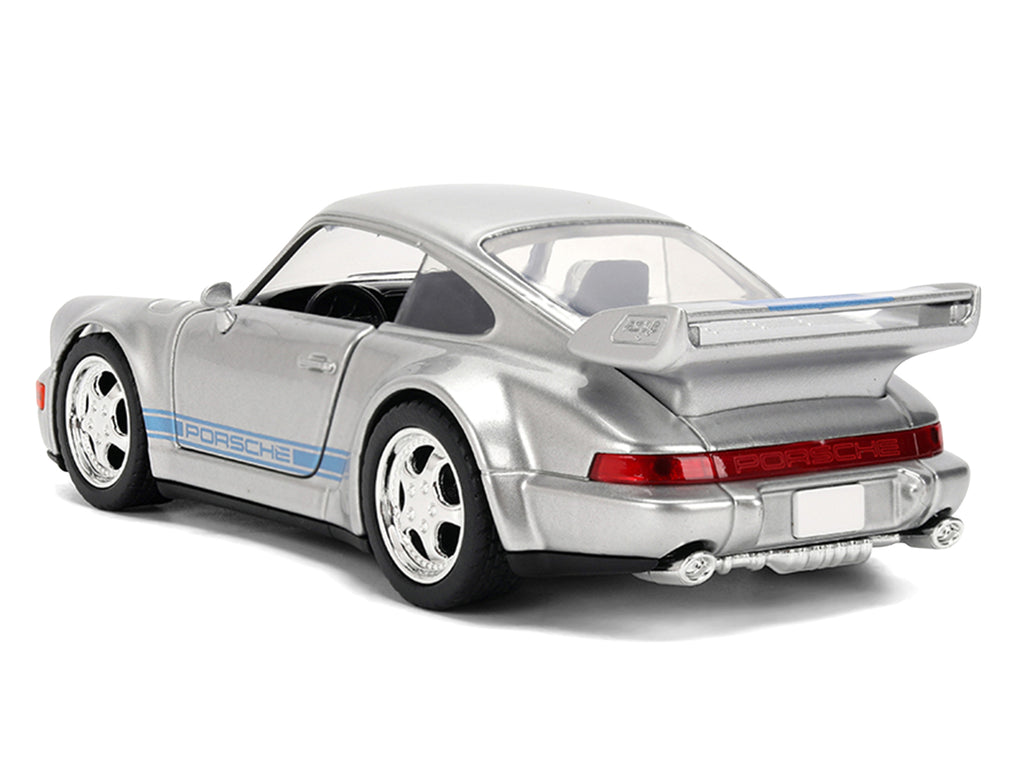 Porsche 911 Carrera RS 3.8 "Mirage" Silver Metallic with Blue Stripes "Transformers: Rise of the Beasts" (2023) Movie "Hollywood Rides" 1/32 Diecast Model Car by Jada - image 5