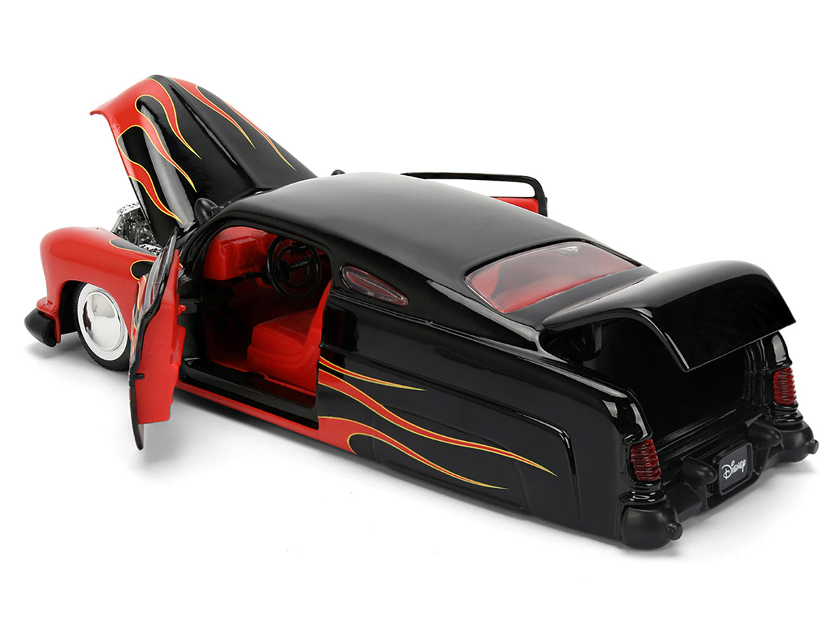 1951 Mercury Coupe Black with Flame Graphics and Red Interior and Mickey Mouse Diecast Figure "Disney's Mickey Mouse" "Hollywood Rides" Series 1/24 Diecast Model Car by Jada - image 5