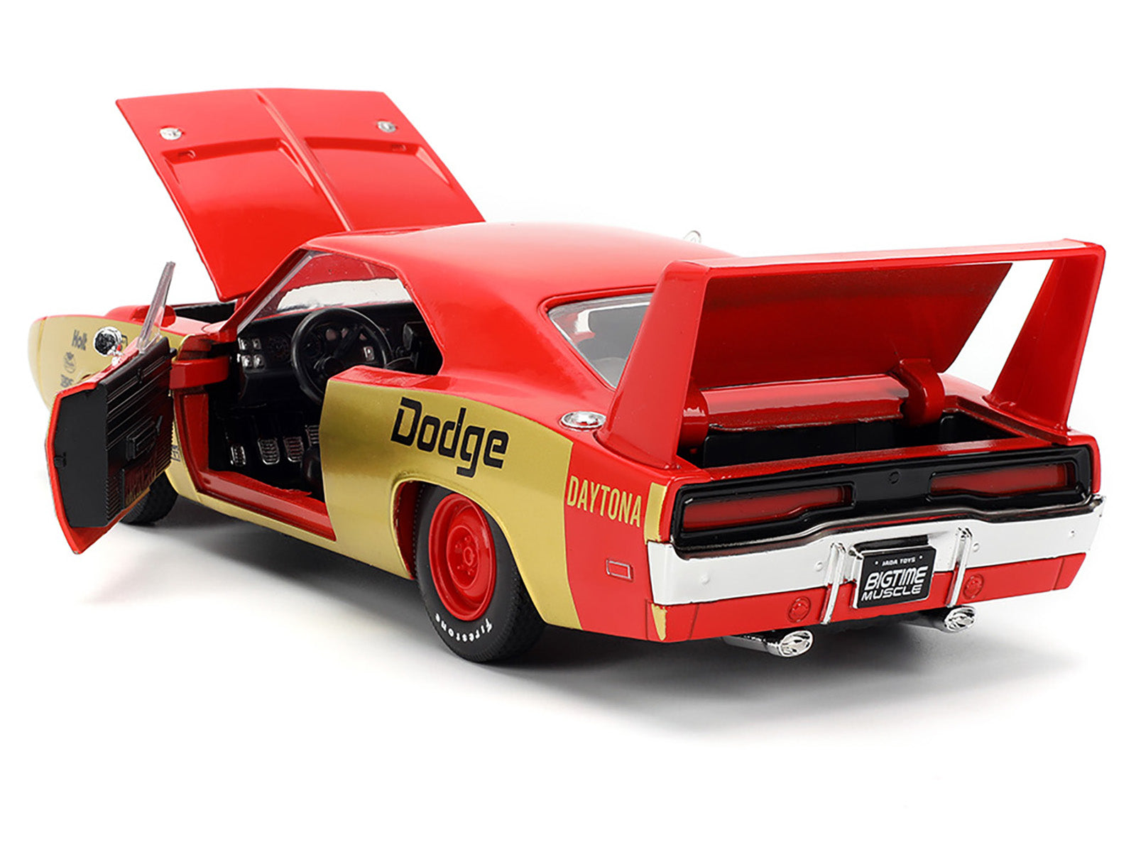 1969 Dodge Charger Daytona #33 Red and Gold Metallic with Graphics "Bigtime Muscle" Series 1/24 Diecast Model Car by Jada - image 4