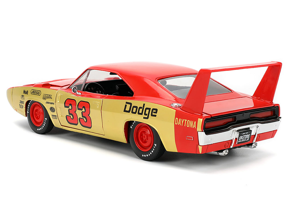 1969 Dodge Charger Daytona #33 Red and Gold Metallic with Graphics "Bigtime Muscle" Series 1/24 Diecast Model Car by Jada - image 5