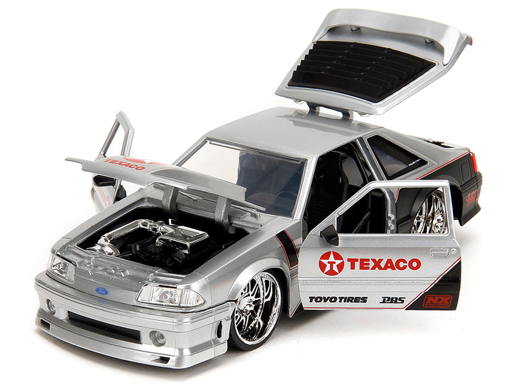 1989 Ford Mustang GT "Texaco" Silver Metallic and Matt Black "Bigtime Muscle" Series 1/24 Diecast Model Car by Jada - image 2