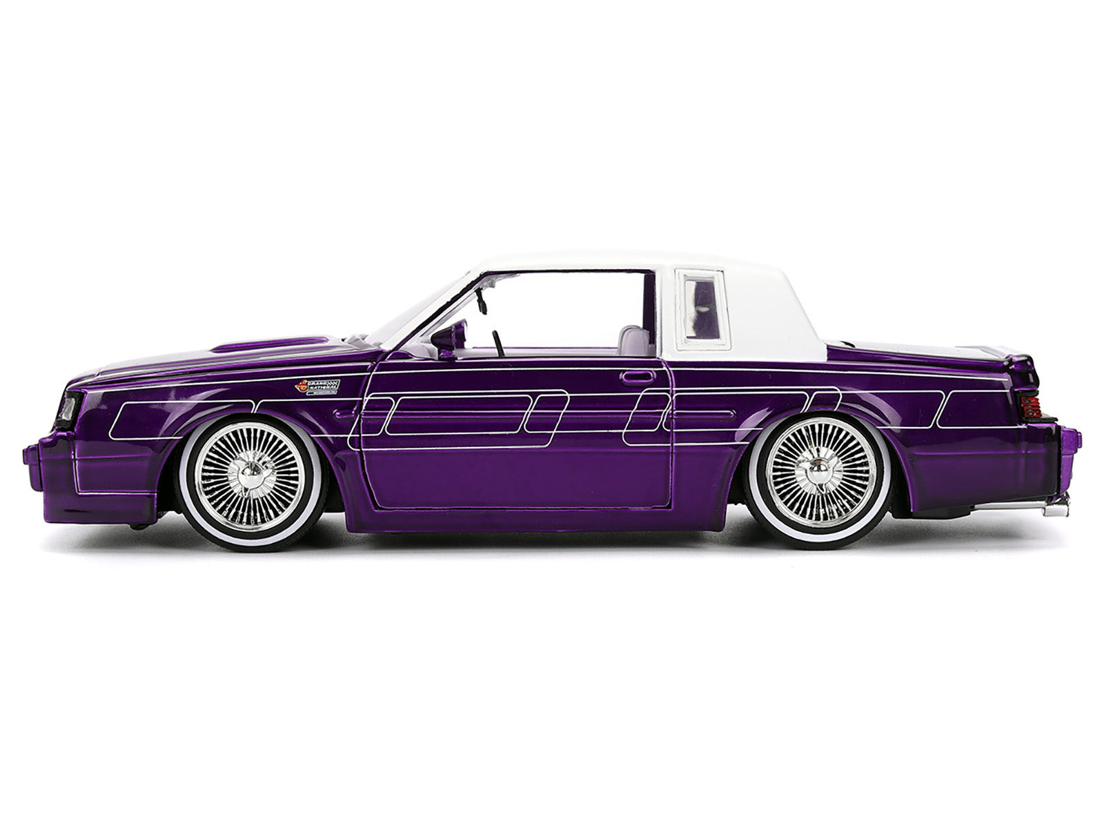 1987 Buick Grand National Candy Purple with Graphics and White Top and Interior "Bigtime Muscle" Series 1/24 Diecast Model Car by Jada - image 3