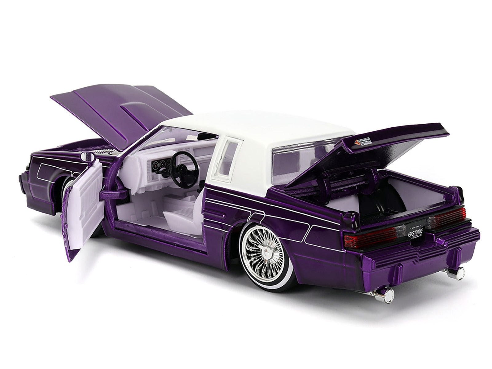1987 Buick Grand National Candy Purple with Graphics and White Top and Interior "Bigtime Muscle" Series 1/24 Diecast Model Car by Jada - image 4