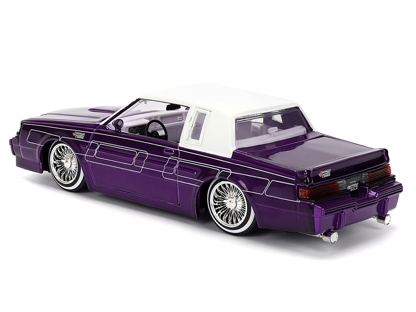 1987 Buick Grand National Candy Purple with Graphics and White Top and Interior "Bigtime Muscle" Series 1/24 Diecast Model Car by Jada - image 5