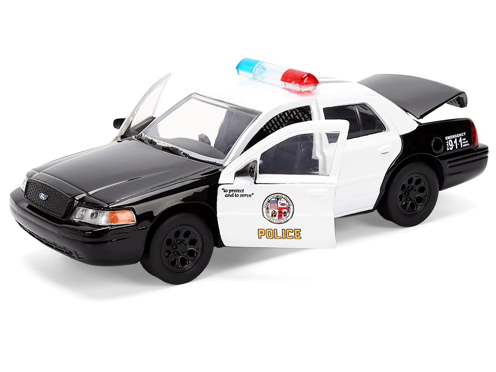 Ford Crown Victoria "LAPD (Los Angeles Police Department) Black and White "The Fast and the Furious" (2001) Movie "Fast & Furious" Series 1/32 Diecast Model Car by Jada - image 2