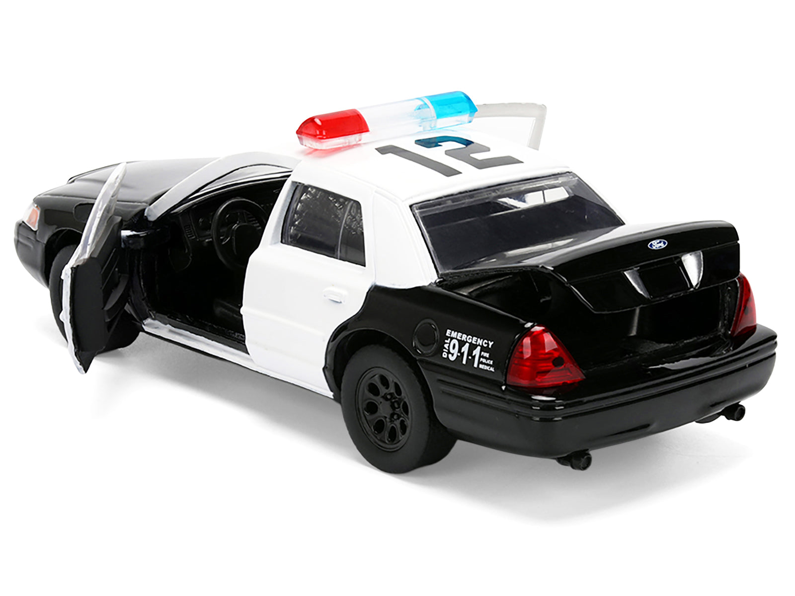 Ford Crown Victoria "LAPD (Los Angeles Police Department) Black and White "The Fast and the Furious" (2001) Movie "Fast & Furious" Series 1/32 Diecast Model Car by Jada - image 4