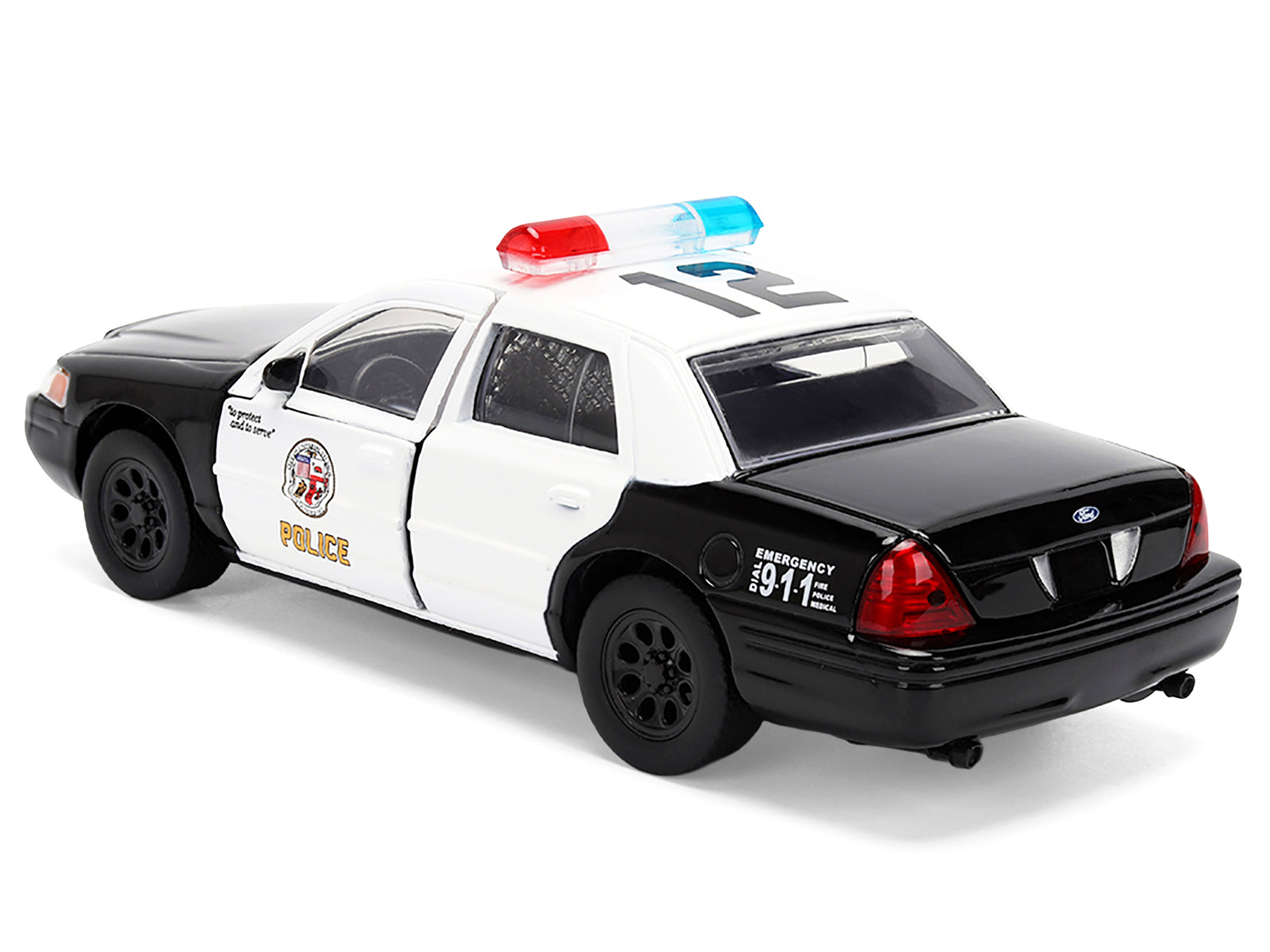 Ford Crown Victoria "LAPD (Los Angeles Police Department) Black and White "The Fast and the Furious" (2001) Movie "Fast & Furious" Series 1/32 Diecast Model Car by Jada - image 5