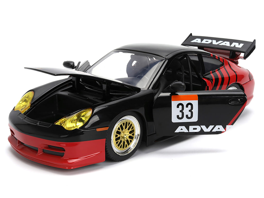 Porsche 911 GT3 RS (996) #33 "ADVAN" Black and Red "Hyper-Spec" Series 1/24 Diecast Model Car by Jada - image 2