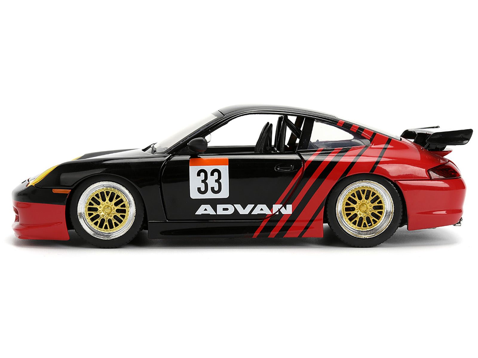 Porsche 911 GT3 RS (996) #33 "ADVAN" Black and Red "Hyper-Spec" Series 1/24 Diecast Model Car by Jada - image 3