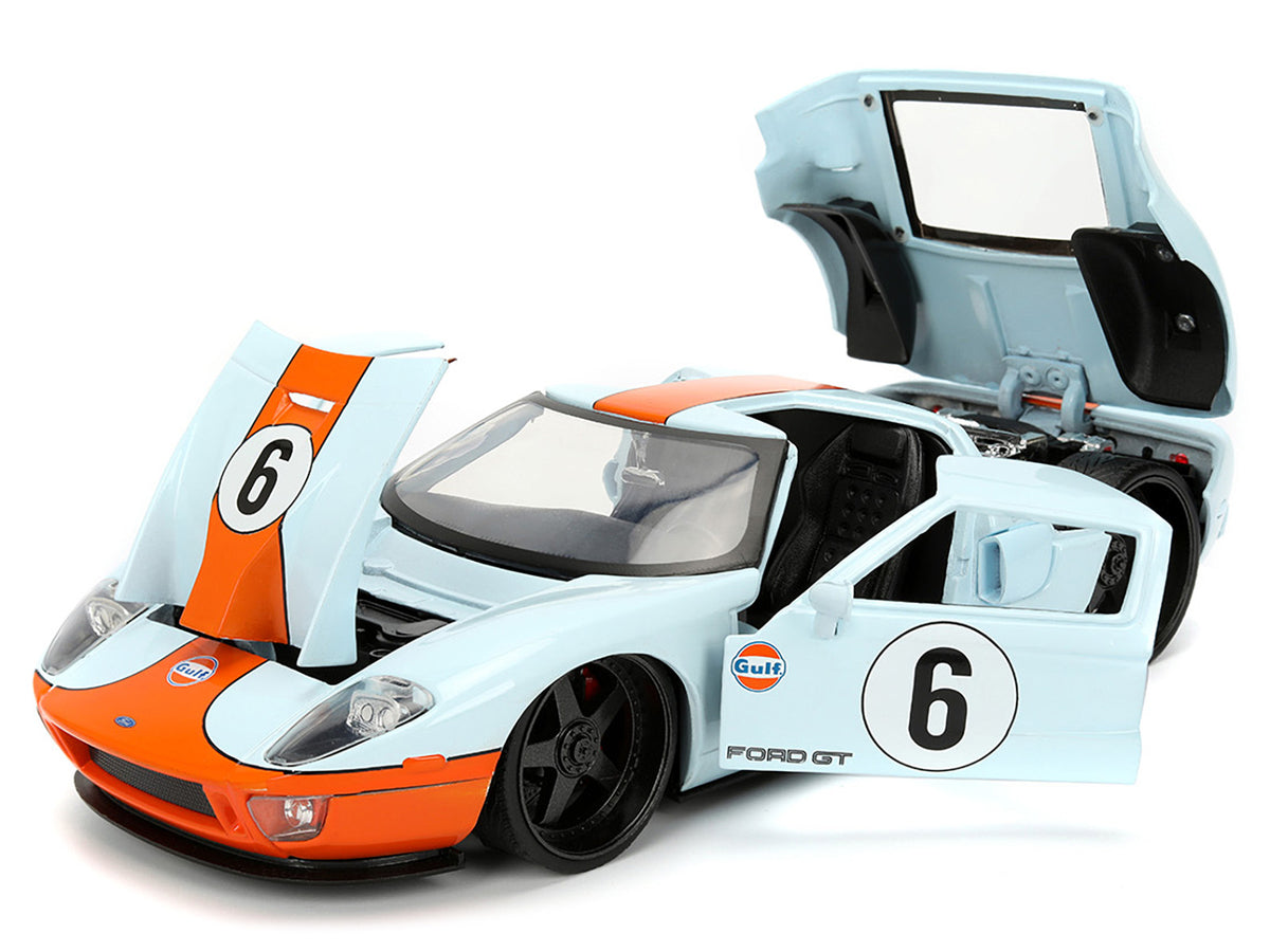 2005 Ford GT #6 "Gulf Oil" Light Blue with Orange Stripes "Hyper-Spec" Series 1/24 Diecast Model Car by Jada - image 2