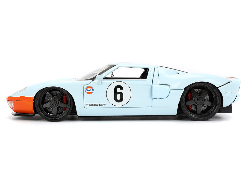 2005 Ford GT #6 "Gulf Oil" Light Blue with Orange Stripes "Hyper-Spec" Series 1/24 Diecast Model Car by Jada - image 3
