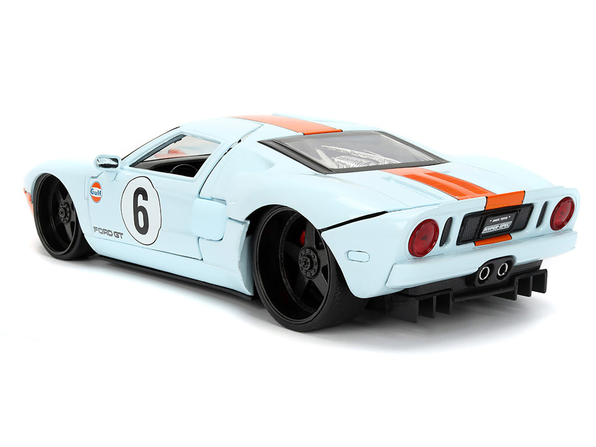 2005 Ford GT #6 "Gulf Oil" Light Blue with Orange Stripes "Hyper-Spec" Series 1/24 Diecast Model Car by Jada - image 5