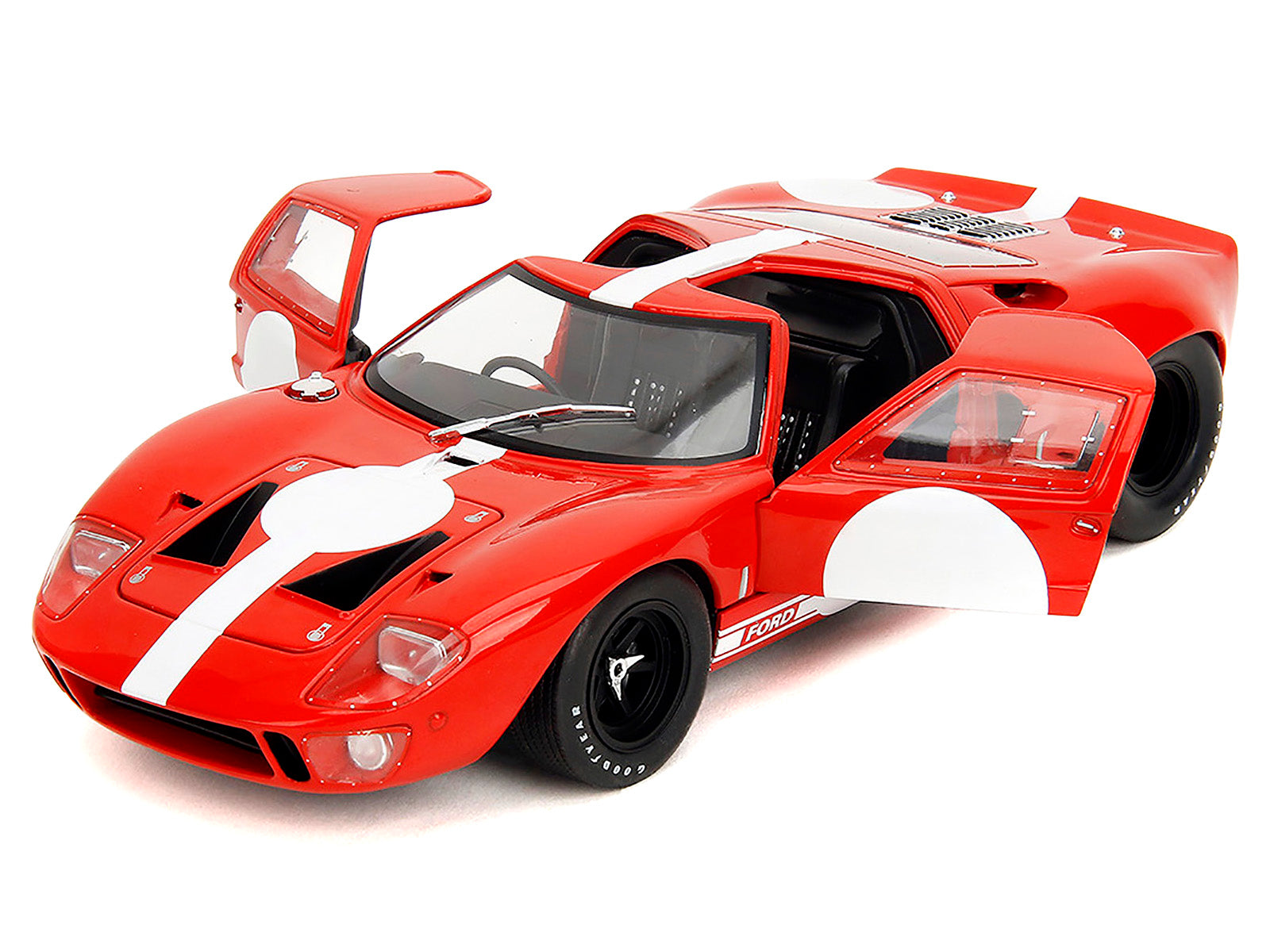 Ford GT40 MK1 Red with White Stripes and Graphics "Pink Slips" Series 1/18 Diecast Model Car by Jada - image 2