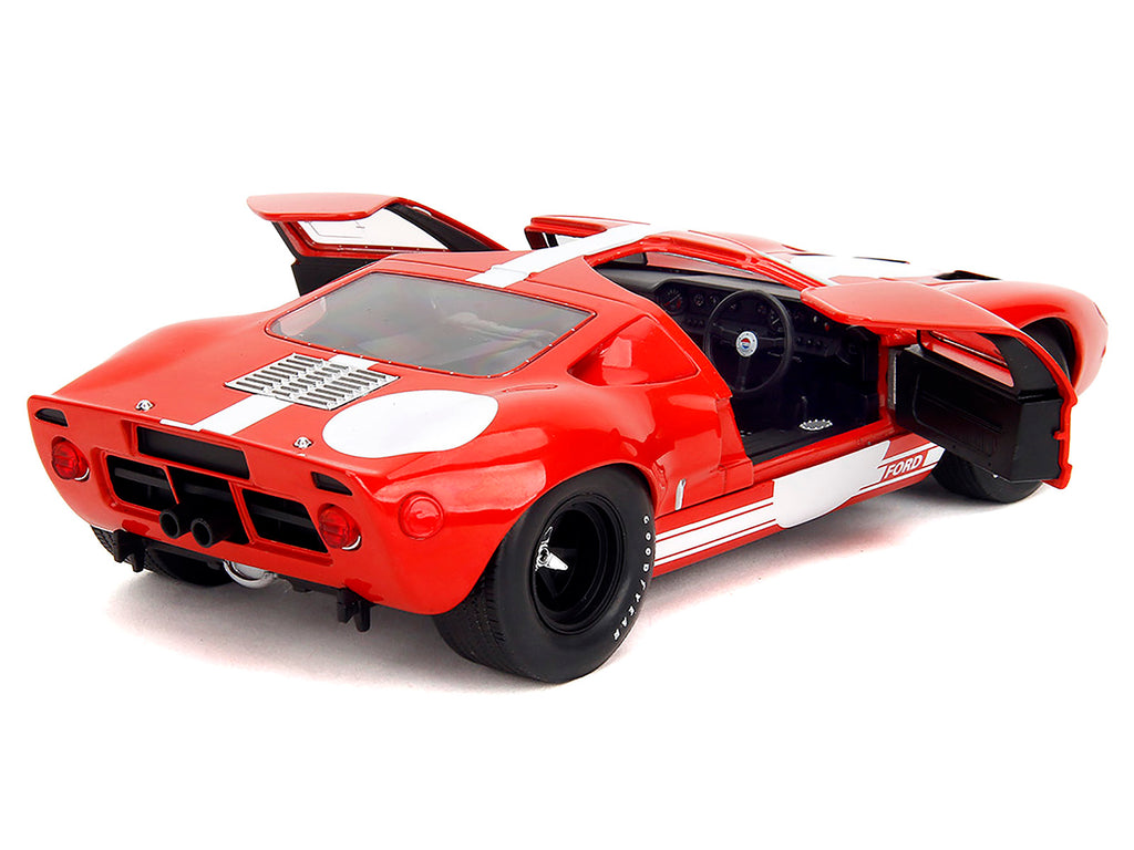 Ford GT40 MK1 Red with White Stripes and Graphics "Pink Slips" Series 1/18 Diecast Model Car by Jada - image 4