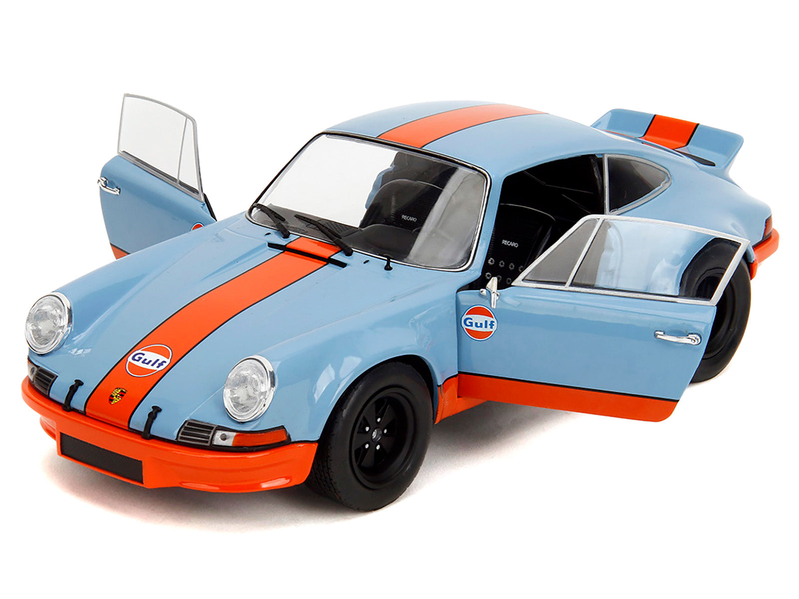 Porsche 911 RSR "Gulf Oil" Light Blue with Orange Stripes "Pink Slips" Series 1/18 Diecast Model Car by Jada - image 2