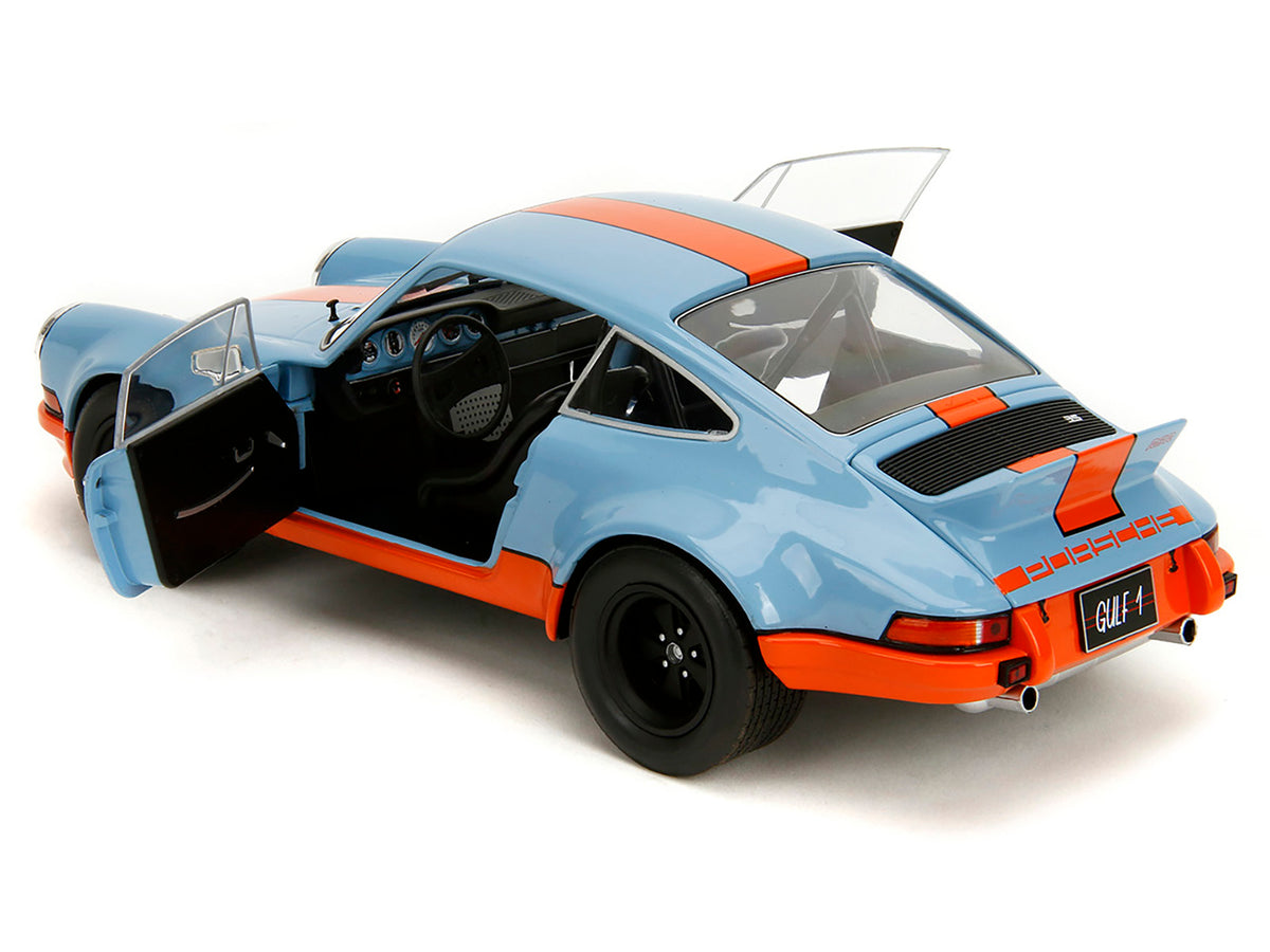 Porsche 911 RSR "Gulf Oil" Light Blue with Orange Stripes "Pink Slips" Series 1/18 Diecast Model Car by Jada - image 5