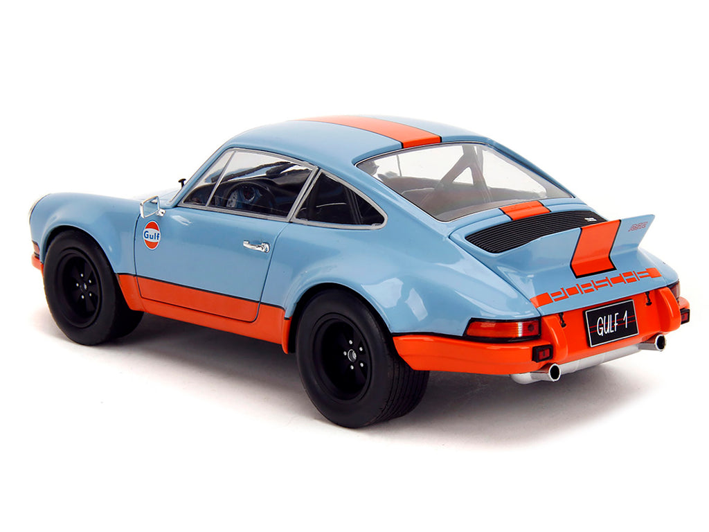 Porsche 911 RSR "Gulf Oil" Light Blue with Orange Stripes "Pink Slips" Series 1/18 Diecast Model Car by Jada - image 4